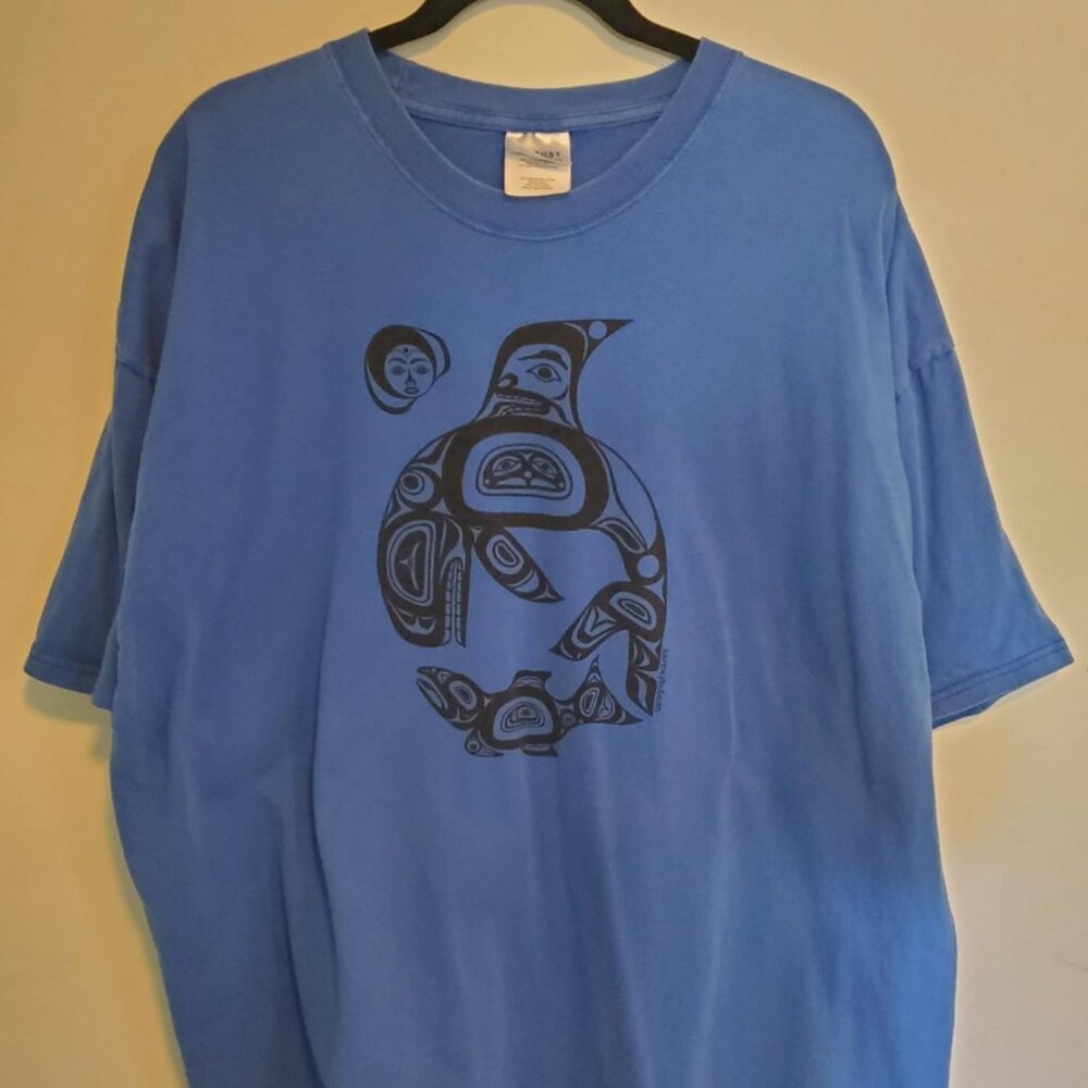 Native Art Seattle Washington USED Tee-Shirt Blue